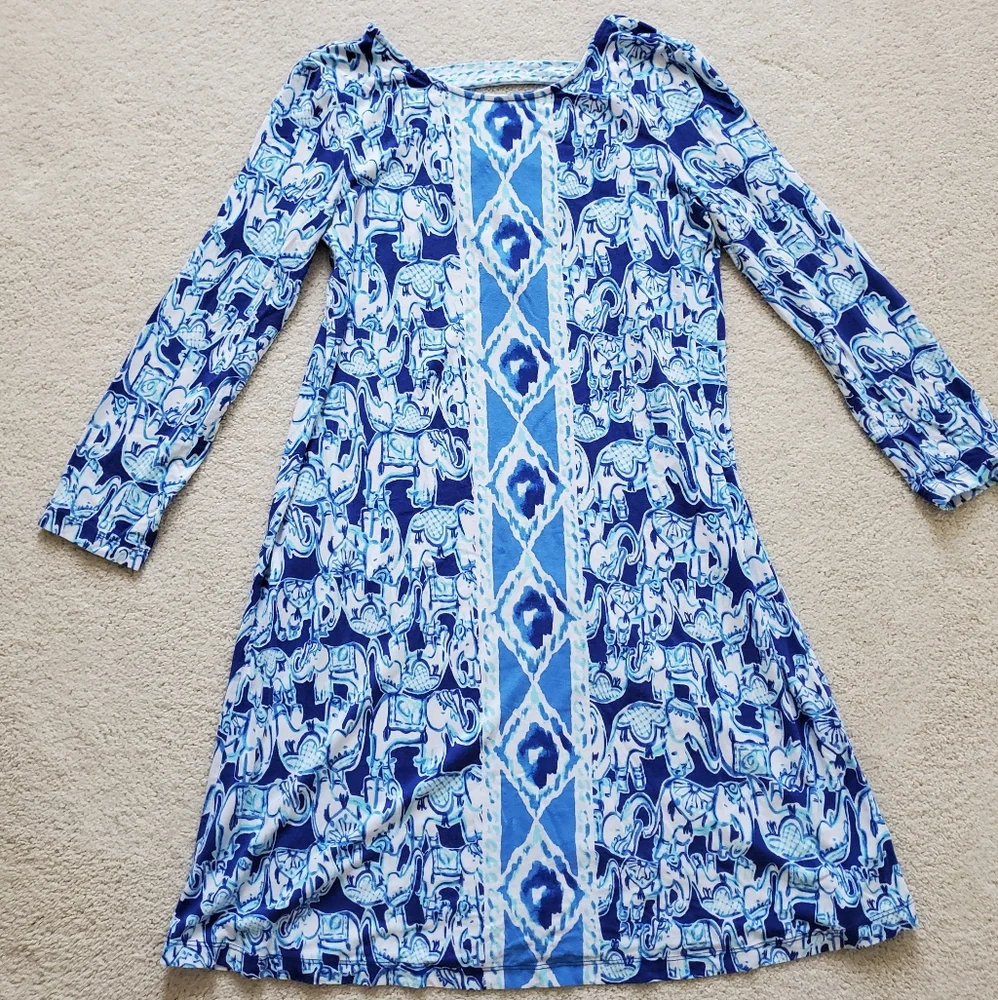 Lilly Pulitzer Blue/White Ophelia Dress Get Trunky szXS